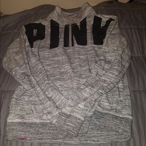 PINK grey quarter zip
